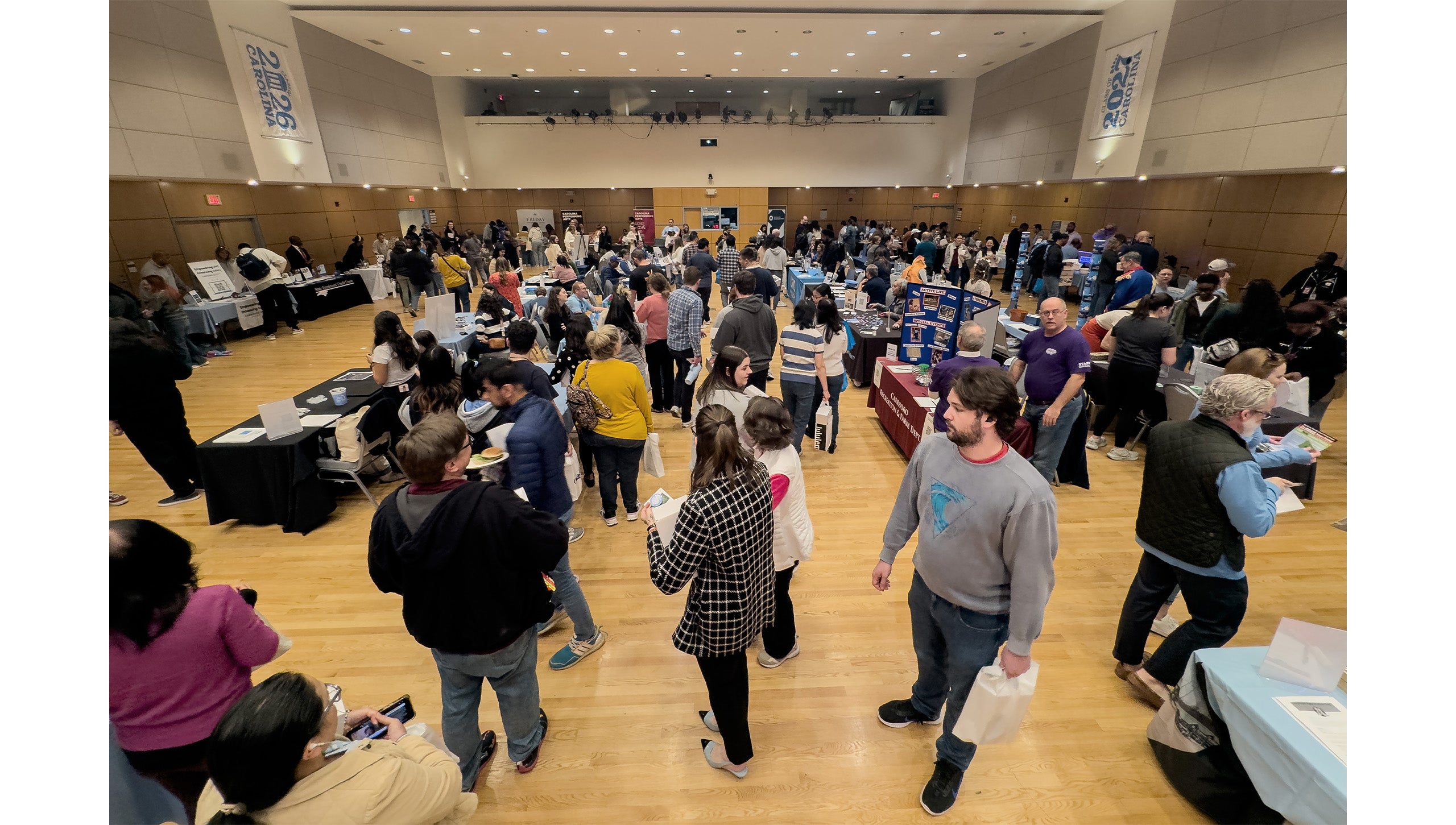 Many UNC-Chapel Hill employees gathered in the Great Hall in the Frank Porter Graham Student Union.