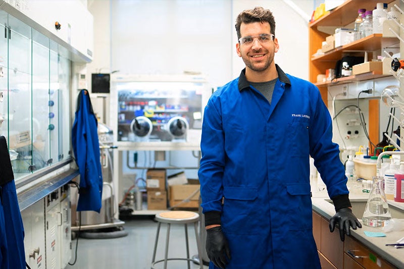Frank Leibfarth stands in his lab.