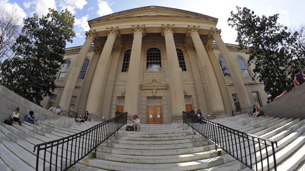 Exterior of Wilson Library on the campus of U.N.C Chapel Hill.