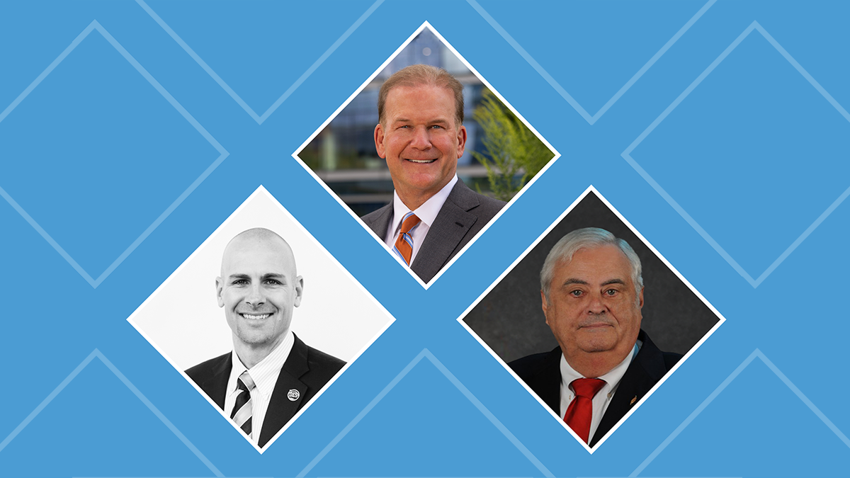 A collage of portraits from Left to right, Eric Montross, James Koman and Allie Ray McCullen.