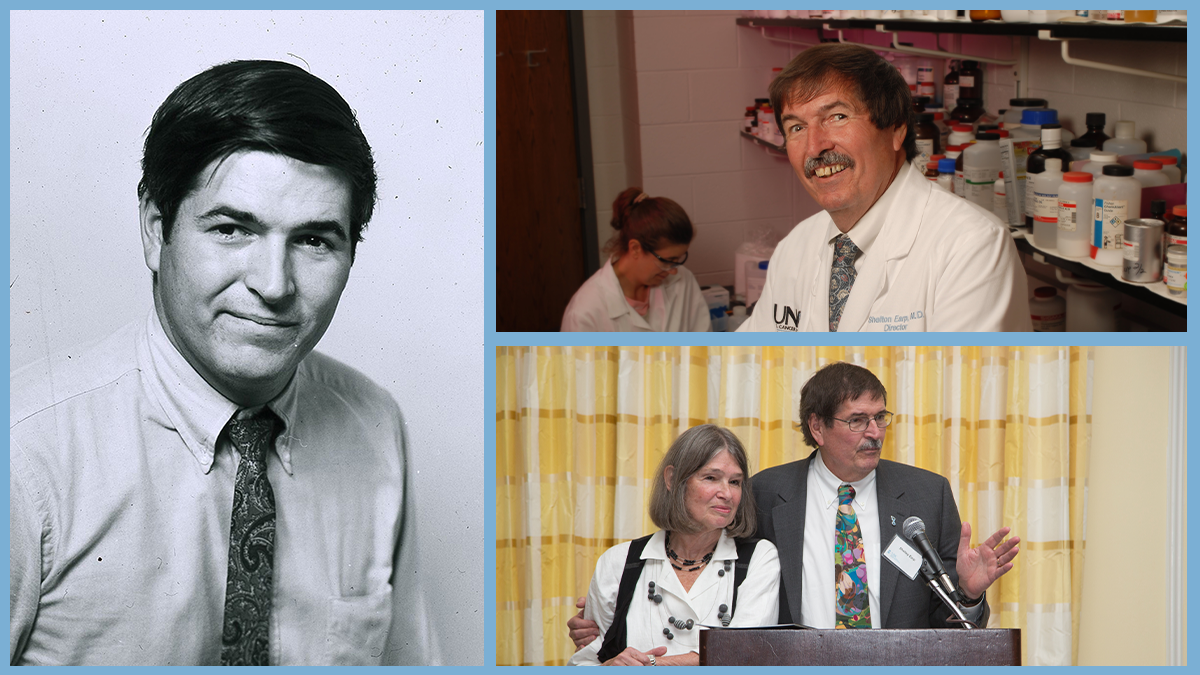 Series of collated images of Dr. Earp as a UNC student and as a professor.