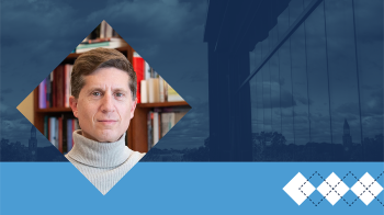 A photo of Mark Katz on a graphic template.